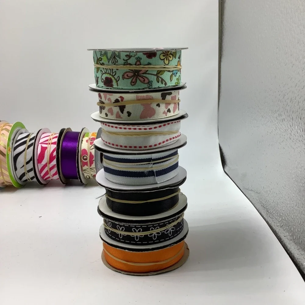 Lot of Ribbon for‎ Crafts 39 Pieces Assorted Solid & Print & Sizes New & Used